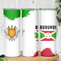 Burundi Flag Skinny Tumbler with National Emblem and Motto Unité Travail Progres