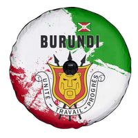 Burundi Flag Spare Tire Cover with National Emblem and Motto Unité Travail Progres
