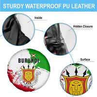 Burundi Flag Spare Tire Cover with National Emblem and Motto Unité Travail Progres