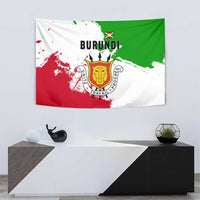 Burundi Flag Tapestry with National Emblem and Motto Unité Travail Progres