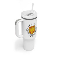 Burundi Flag Tumbler With Handle with National Emblem and Motto Unité Travail Progres