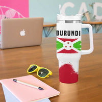 Burundi Flag Tumbler With Handle with National Emblem and Motto Unité Travail Progres