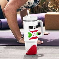 Burundi Flag Tumbler With Handle with National Emblem and Motto Unité Travail Progres