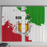 Burundi Flag Window Curtain with National Emblem and Motto Unité Travail Progres