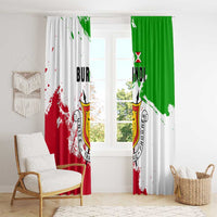 Burundi Flag Window Curtain with National Emblem and Motto Unité Travail Progres
