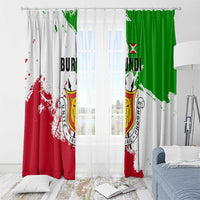 Burundi Flag Window Curtain with National Emblem and Motto Unité Travail Progres