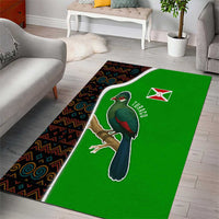 Burundi Turaco Area Rug with National Bird and Flag Pattern