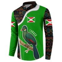 Burundi Turaco Button Sweatshirt with National Bird and Flag Pattern