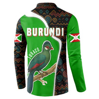Burundi Turaco Button Sweatshirt with National Bird and Flag Pattern