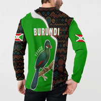 Burundi Turaco Button Sweatshirt with National Bird and Flag Pattern