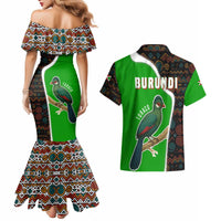 Burundi Turaco Couples Matching Mermaid Dress and Hawaiian Shirt with National Bird and Flag Pattern