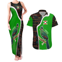 Burundi Turaco Couples Matching Tank Maxi Dress and Hawaiian Shirt with National Bird and Flag Pattern