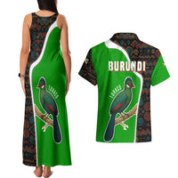 Burundi Turaco Couples Matching Tank Maxi Dress and Hawaiian Shirt with National Bird and Flag Pattern
