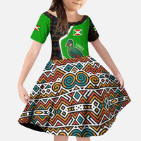 Burundi Turaco Family Matching Mermaid Dress and Hawaiian Shirt with National Bird and Flag Pattern
