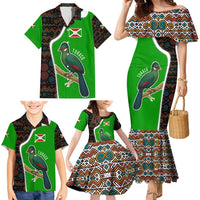 Burundi Turaco Family Matching Mermaid Dress and Hawaiian Shirt with National Bird and Flag Pattern