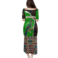 Burundi Turaco Family Matching Puletasi and Hawaiian Shirt with National Bird and Flag Pattern