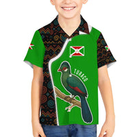 Burundi Turaco Family Matching Puletasi and Hawaiian Shirt with National Bird and Flag Pattern