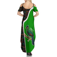 Burundi Turaco Family Matching Summer Maxi Dress and Hawaiian Shirt with National Bird and Flag Pattern