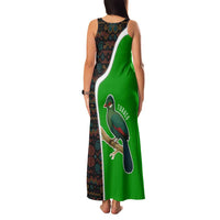 Burundi Turaco Family Matching Tank Maxi Dress and Hawaiian Shirt with National Bird and Flag Pattern