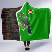 Burundi Turaco Hooded Blanket with National Bird and Flag Pattern