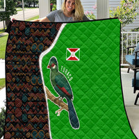 Burundi Turaco Quilt with National Bird and Flag Pattern