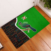 Burundi Turaco Rubber Doormat with National Bird and Flag Pattern