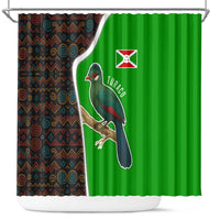 Burundi Turaco Shower Curtain with National Bird and Flag Pattern