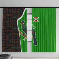 Burundi Turaco Window Curtain with National Bird and Flag Pattern