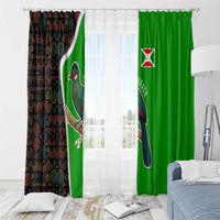 Burundi Turaco Window Curtain with National Bird and Flag Pattern