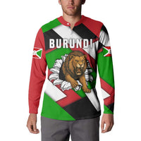 Burundi - Roaring Lion Button Sweatshirt with National Flag Colors