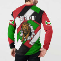 Burundi - Roaring Lion Button Sweatshirt with National Flag Colors