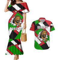 Burundi - Roaring Lion Couples Matching Mermaid Dress and Hawaiian Shirt with National Flag Colors