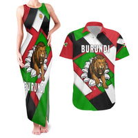 Burundi - Roaring Lion Couples Matching Tank Maxi Dress and Hawaiian Shirt with National Flag Colors