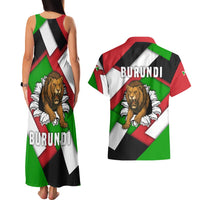 Burundi - Roaring Lion Couples Matching Tank Maxi Dress and Hawaiian Shirt with National Flag Colors