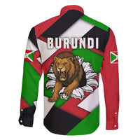 Burundi - Roaring Lion Family Matching Off Shoulder Maxi Dress and Hawaiian Shirt with National Flag Colors