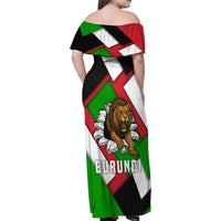 Burundi - Roaring Lion Family Matching Off Shoulder Maxi Dress and Hawaiian Shirt with National Flag Colors