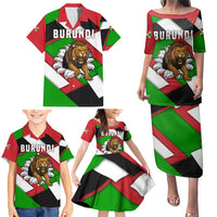 Burundi - Roaring Lion Family Matching Puletasi and Hawaiian Shirt with National Flag Colors