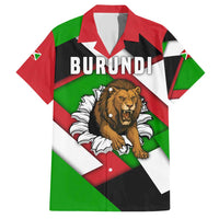 Burundi - Roaring Lion Family Matching Short Sleeve Bodycon Dress and Hawaiian Shirt with National Flag Colors