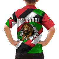 Burundi - Roaring Lion Family Matching Summer Maxi Dress and Hawaiian Shirt with National Flag Colors