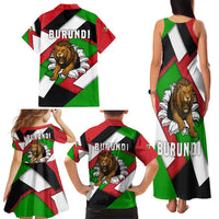 Burundi - Roaring Lion Family Matching Tank Maxi Dress and Hawaiian Shirt with National Flag Colors