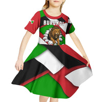Burundi - Roaring Lion Kid Short Sleeve Dress with National Flag Colors
