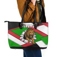 Burundi - Roaring Lion Leather Tote Bag with National Flag Colors