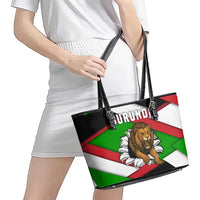 Burundi - Roaring Lion Leather Tote Bag with National Flag Colors