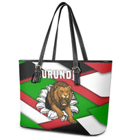 Burundi - Roaring Lion Leather Tote Bag with National Flag Colors