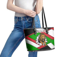 Burundi - Roaring Lion Leather Tote Bag with National Flag Colors