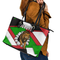Burundi - Roaring Lion Leather Tote Bag with National Flag Colors