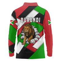 Burundi - Roaring Lion Long Sleeve Polo Shirt with National Flag Colors
