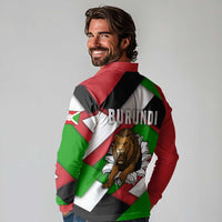 Burundi - Roaring Lion Long Sleeve Polo Shirt with National Flag Colors
