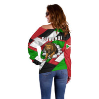 Burundi - Roaring Lion Off Shoulder Sweater with National Flag Colors