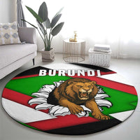 Burundi - Roaring Lion Round Carpet with National Flag Colors